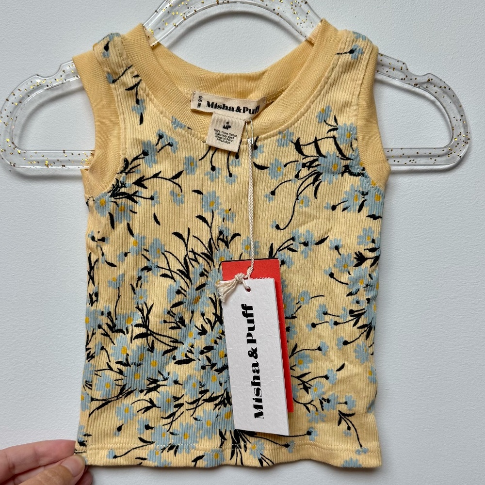 Misha & Puff Wild Daisy Tank 0-6 months New with Tags 100% Pima Cotton